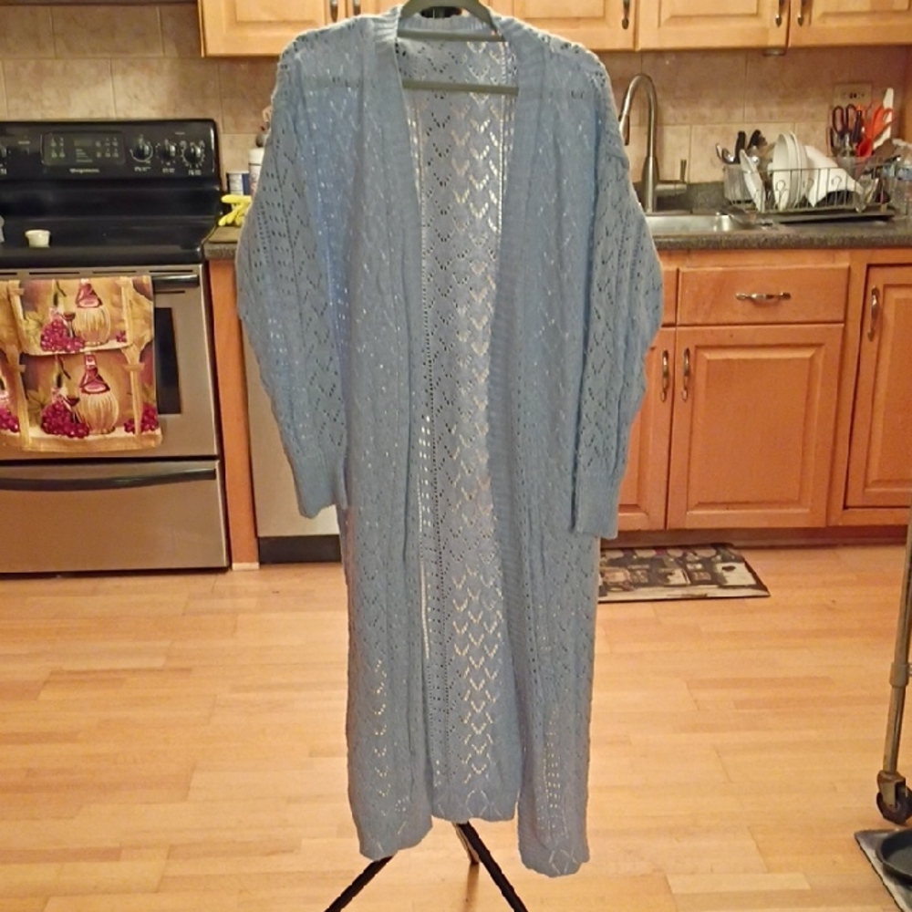 Source Unknown Light Blue Open Knit Cardigan